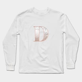 Monogram rose gold glitter marble D Long Sleeve T-Shirt